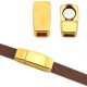 DQ metal magnetic clasp 16x6mm for 3mm Flat cord Gold